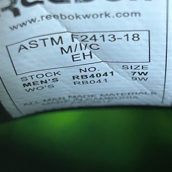 Reebok Sublite EH Alloy Toe Work Shoe Size 7W Men, 9W Women - Picture 6 of 7